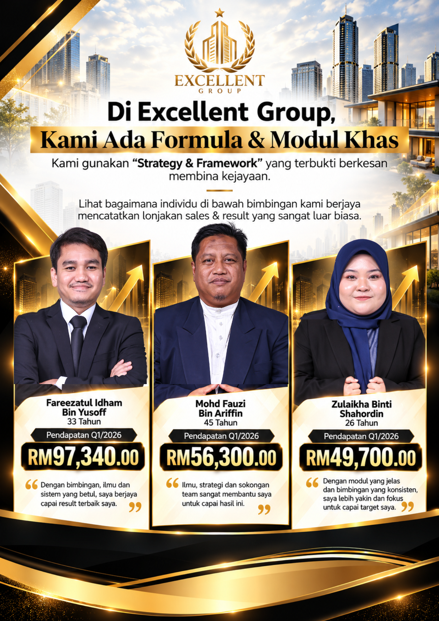 Testimoni pencapaian komisen perunding hartanah Excellent Group